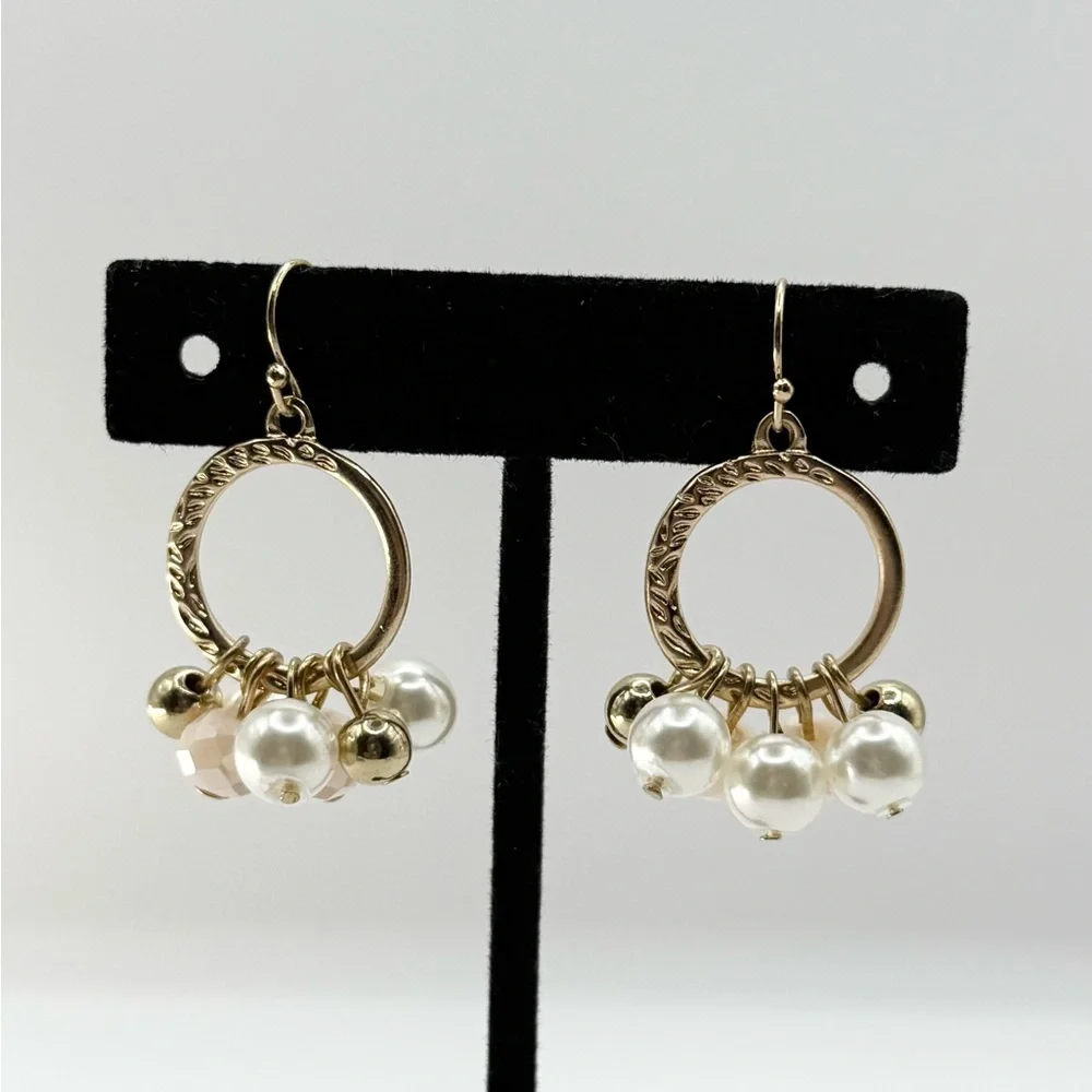 Jules B Gold Tone Pearl Dangle Earrings